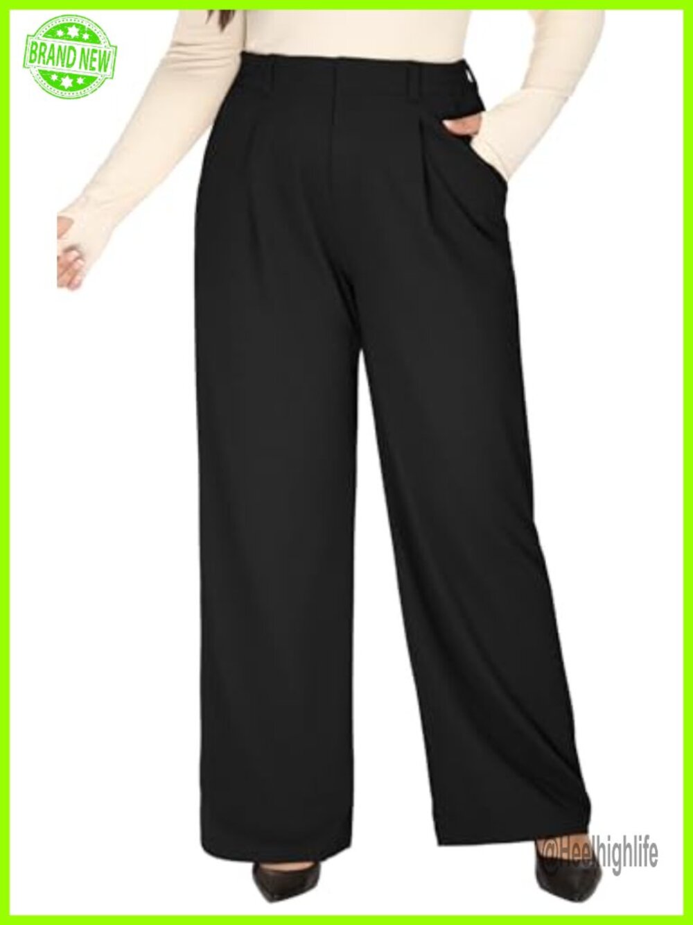 Plus Size Wide Leg Work Pants Pull On Dress Pants Business Casual Slacks